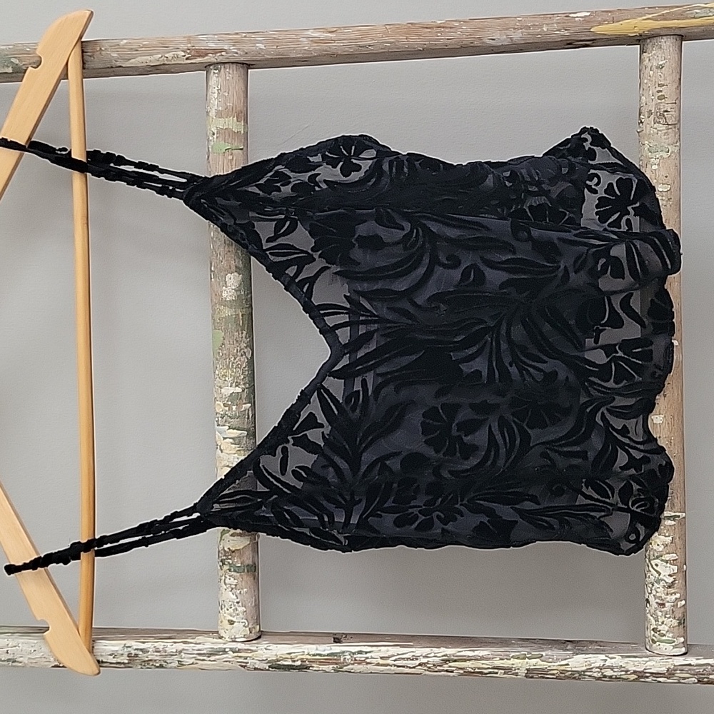Vintage y2k Victoria secret sheer mesh and velvet crop cami